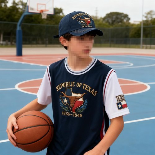 Republic of Texas Commemorative Hat – Hand Embroidered Baseball Cap with Dome Top and Short Brim, Totem National Style Blue-Black