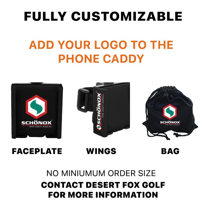 DESERT FOX GOLF Phone Caddy – Adjustable Golf Cart Phone Holder with Secure Strap for Hands-Free GPS & Golf Apps – Universal Fit - Black