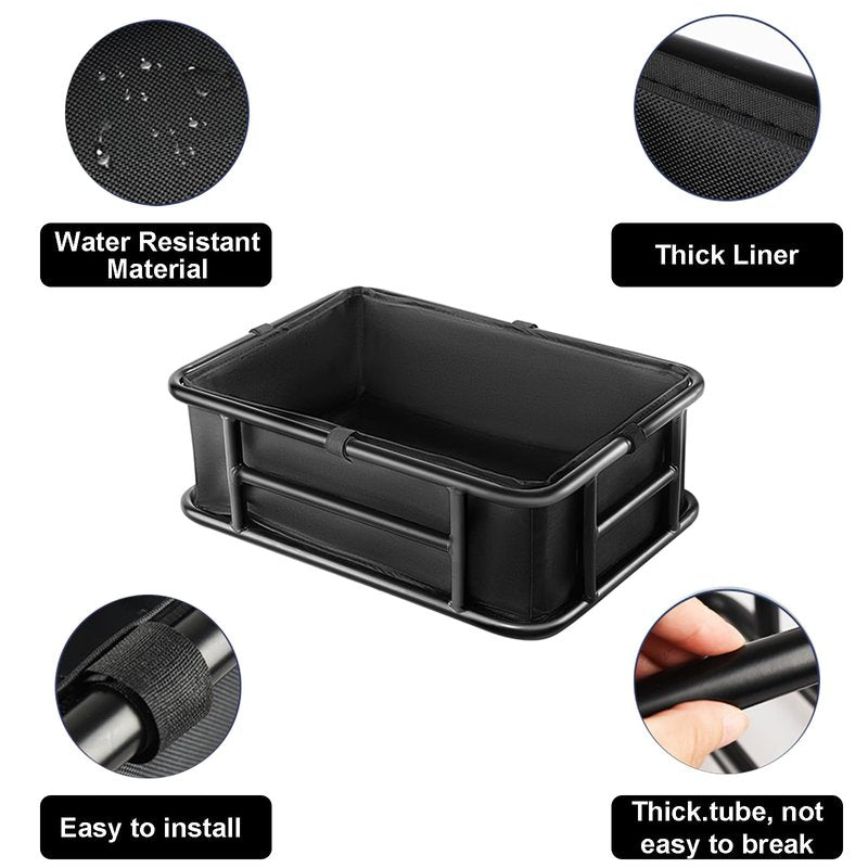 Heavy-Duty Rear Cargo Basket for Bikes & E-Bikes - Includes Waterproof Liner & Adjustable Cargo Net - Universal Fit for Most Bicycles - Perfect for Groceries, Picnic Supplies, and Pet Transport