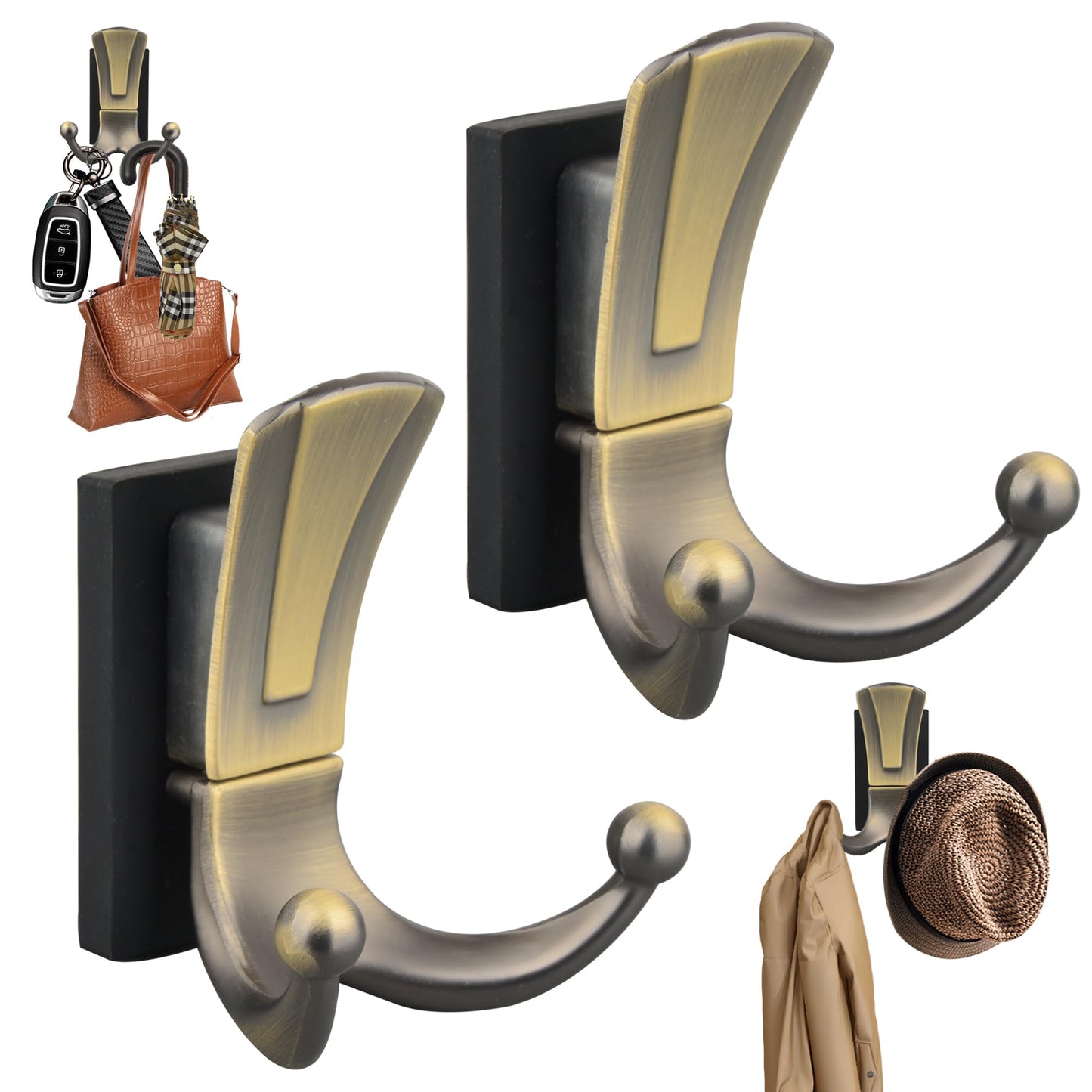 ULIBERMAGNET Magnetic Coat Hooks,Retro Heavy Duty Magnet Double Hooks for Metal Door,Cruise, Grill, Fridge, Kitchen, RVS,Coat Hanger Rack Decorative for for Towel,Coat,Bag,Umbrella