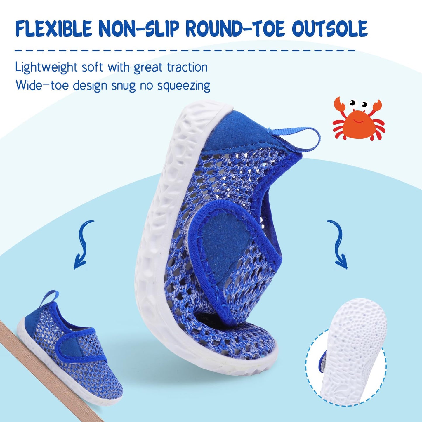 LeIsfIt Toddler Water Shoes Girls Boys Swim Shoes Kids Quick-Dry Breathable Aqua Socks Lightweight Non-Slip Barefoot Beach Shoe, Dark Blue, 8 Toddler