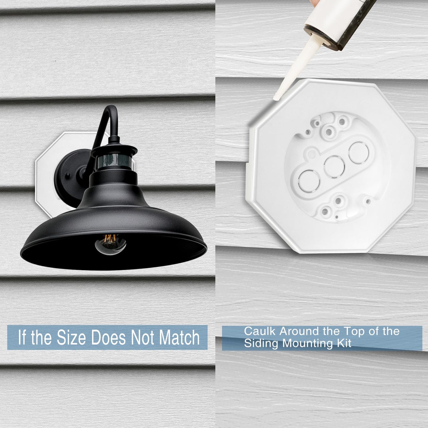 Qishiyi Vinyl Siding Mounting Blocks Kit,Siding Mounting Block with Built-in Electrical Box Vertical Siding Lamp Mounting Plate for 1/2 inch Lap Siding (White, 1/2 inch Lap Siding)