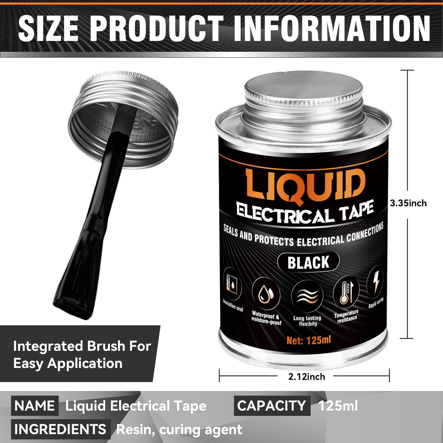 Liquid Electrical Tape, 125ml, Waterproofing Insulating Electrical Glue, Quick-Drying Wire Glue, Temperature Resistant, Used for Outdoor Indoor Wires, Electronic Component & Electrical Equipment