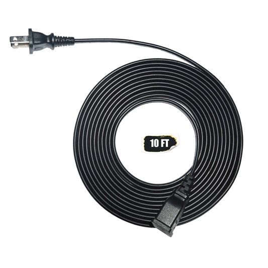 Jplenty Black Extension Cord 10 ft Long Thin Extension Cords 2 Prong with Single Plug Ideal for Christmas Lights,Halloween Decorations, Lamps,TV Power Cord Indoor/Outdoor Use