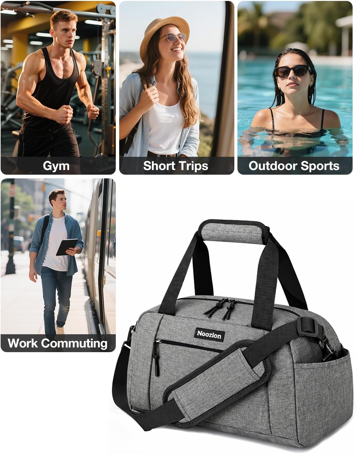 Noozion 14-Inch Mini Duffle Bag - Lightweight Gym Bag for Travel & Workouts | Multiple Pockets
