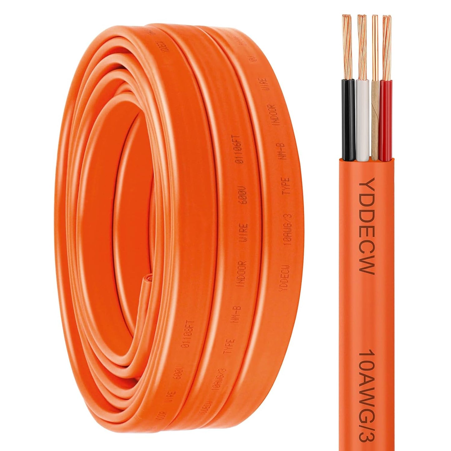 14 Gauge NM-B Wire with Ground - 50FT Pure Copper Indoor Electrical Cable for Outlets & Switches