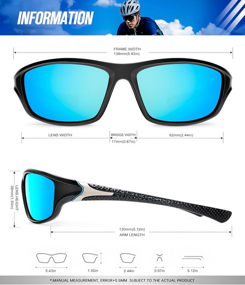 KALIYADI Polarized Sunglasses - UV Protection for Men | 4-Pack Sports Sunglasses for Fishing & Cycling