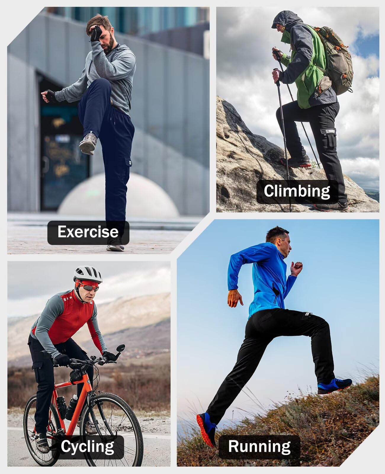 Minorlee Cargo Pants for Men 3 Pack Relaxed Fit Mens Joggers with Pockets,Fleece Hiking Tactical Workout Pants Casual