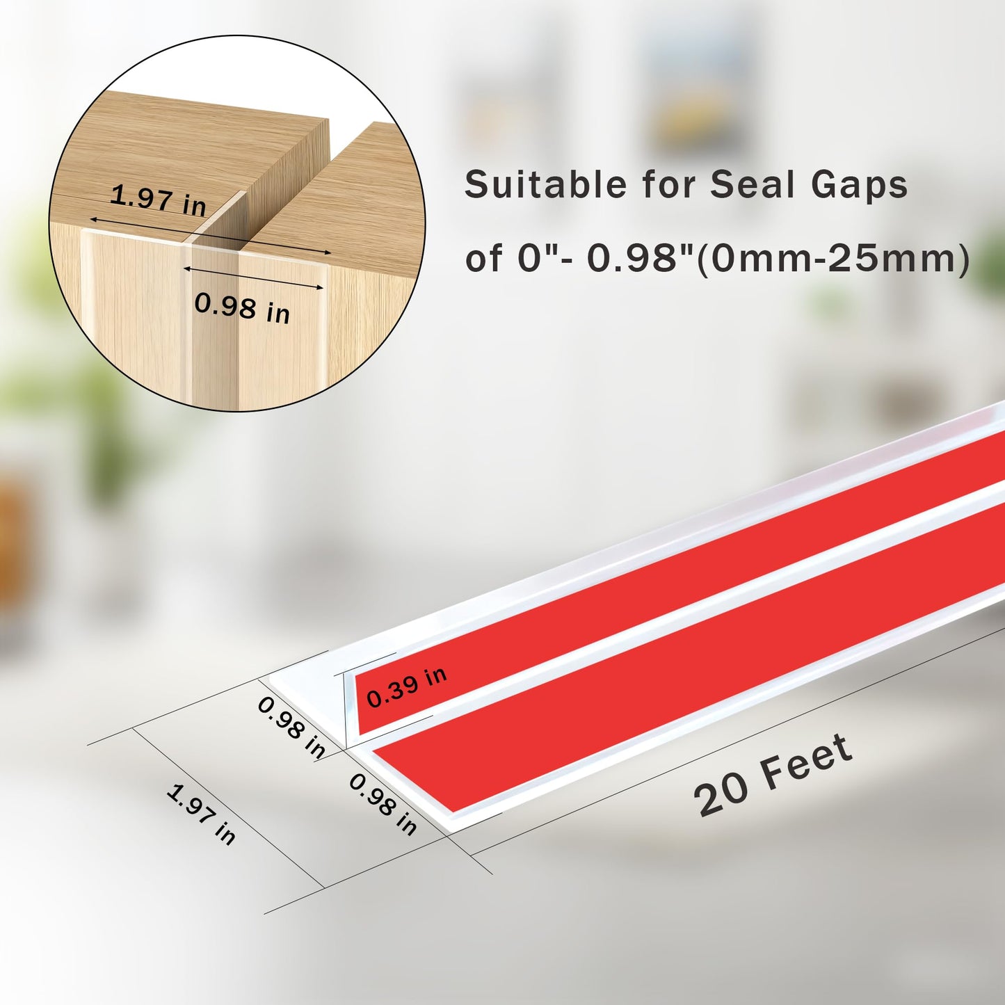 20Ft T-Shaped Door Draft Stopper, Silicone Weather Stripping Seal Tape for Doors and Windows - Clear, 2" Wide (50mm)