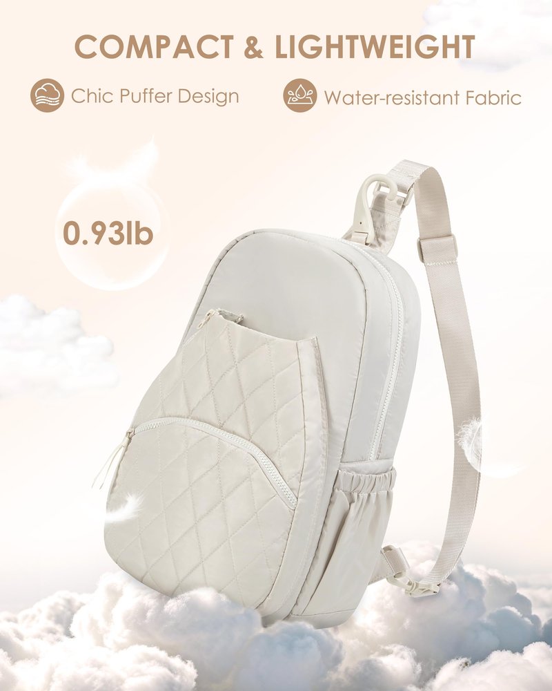Prokva Pickleball Bag for Women - Quilted Crossbody Pickleball Paddle Bag Holds 4 Paddles, Lightweight Sports Gear & Travel Paddle Case, Beige