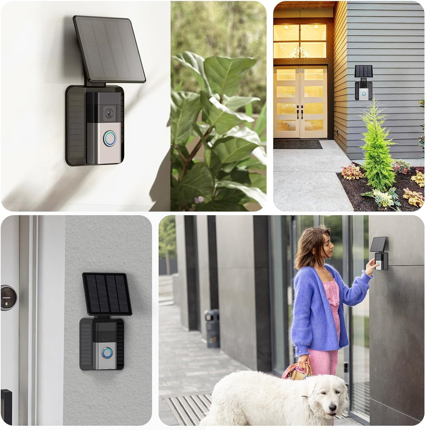QIBOX Waterproof Solar Charger for Battery Doorbell - USB-C Adjustable Solar Panel
