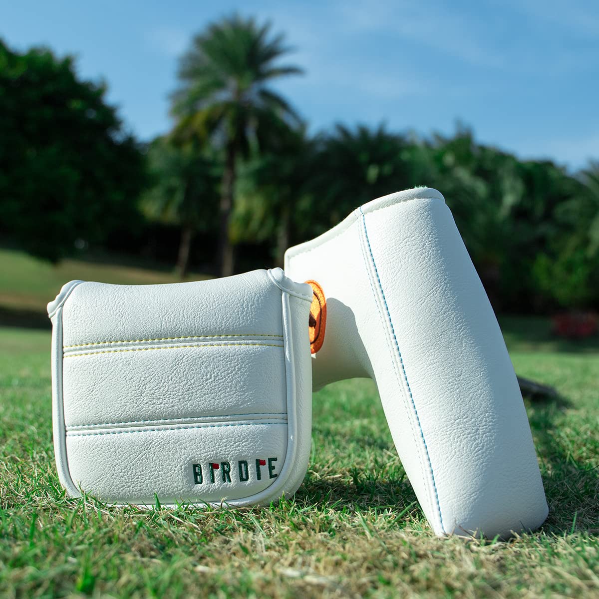 Golf Headcovers Elegant Embroidery Premium Leather Golf Club Head Covers Birdie Driver Cover Fairway Wood Cover Hybrid Headcover Golf Mallet Putter Cover for DF3 Putter Headcover for OZ1