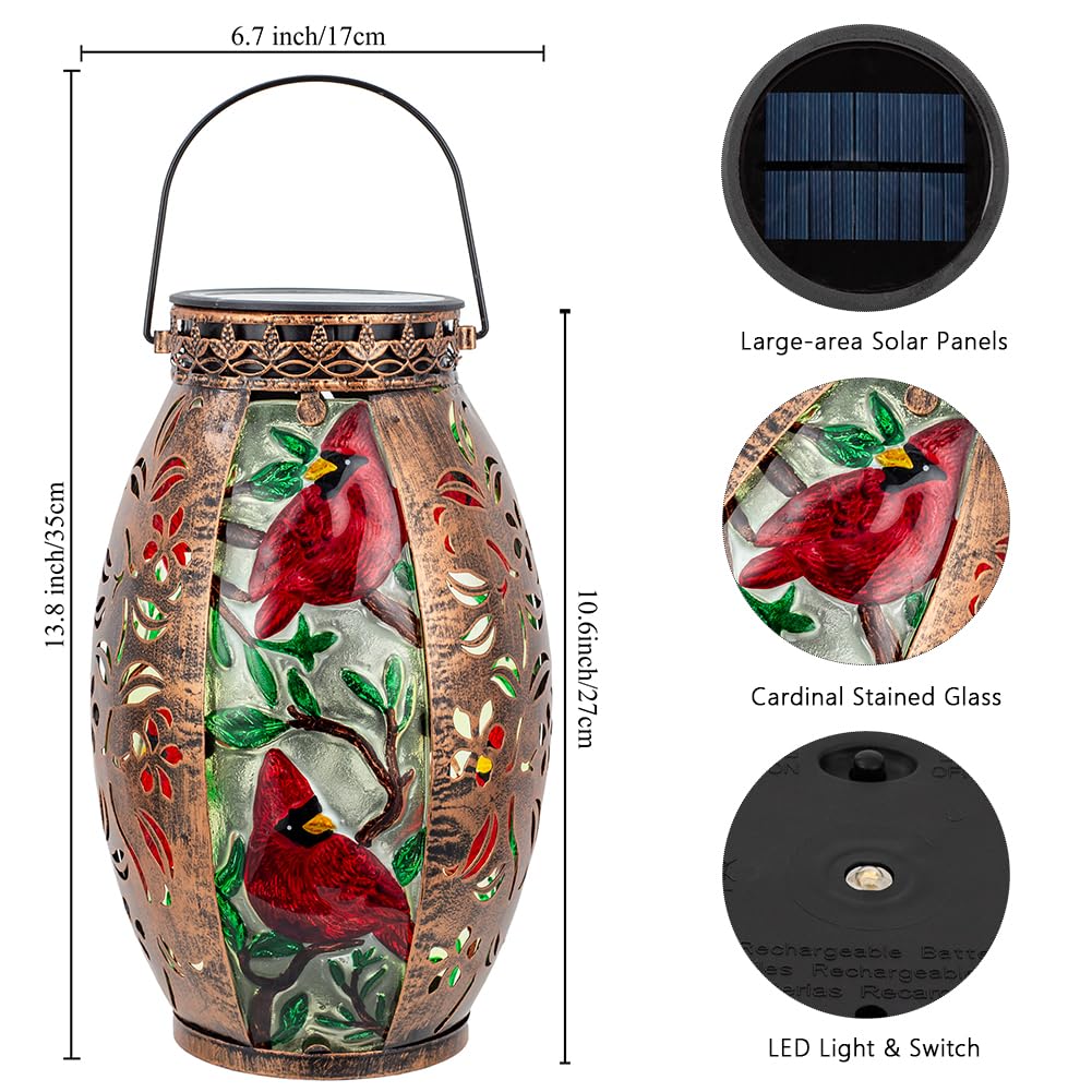 VEWOGARDEN Hanging Solar Lanterns Outdoor Waterproof Decorative Cardinal Solar Lights for Patio Porch Garden Table Decor