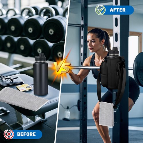 Yanwela Magnetic Gym Water Bottle Bag with Strong Magnet Holder for Men and Women Securely Attaches to Metal Surfaces Perfect for 40Oz Bottle Phone Small Essentials Carrier