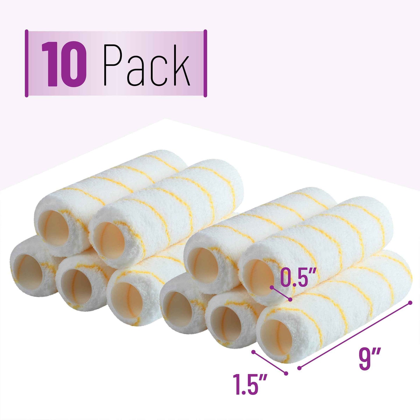 Bates- Paint Roller Covers, 9", Pack of 10, Covers for Paint Rollers 9 Inch, 9 Inch Paint Roller Covers, Paint Roller Cover, Paint Roller Covers 9 Inch, Large Paint Roller Covers