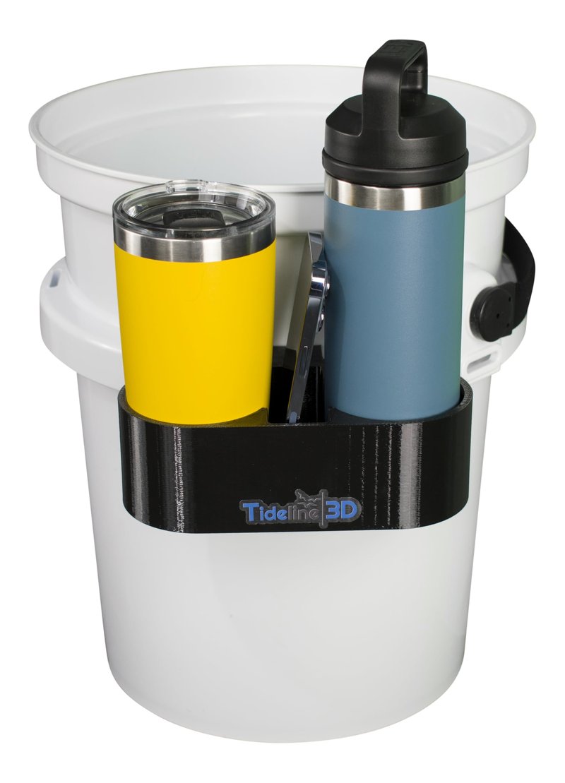 Tideline3D Drink and Phone Holder Compatible with YETI LoadOut Bucket (Black)