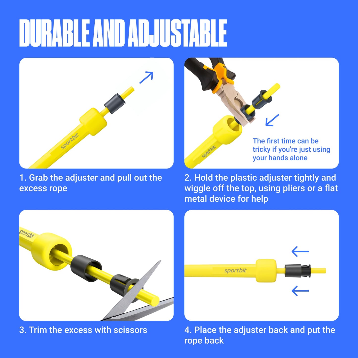 SPORTBIT Adjustable Jump Rope for Fitness and Exercise – Skipping Rope for Cardio, Boxing, and Weight Loss – Speed Rope perfect for Men & Women – Yellow