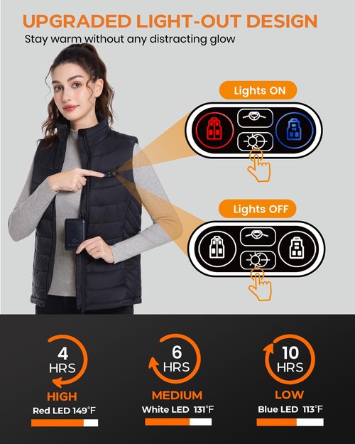 Evonicc Heated Vest for Women, Warming Women's Heated Vest with 7.4V 16000mAh Battery Pack, Electric Heating Vests for Cycling Skiing