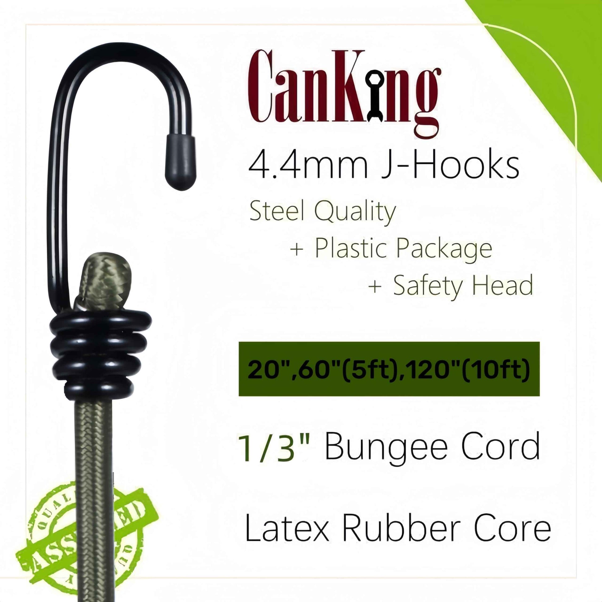 CanKing Heavy-Duty Bungee Cords with Hooks 10 ft Elastic Ropes with Durable Metal Hooks for Camping, Travel, Home, and Outdoor Use, Secure, Versatile and Reliable, Camo Green 120 inch 2 Pcs