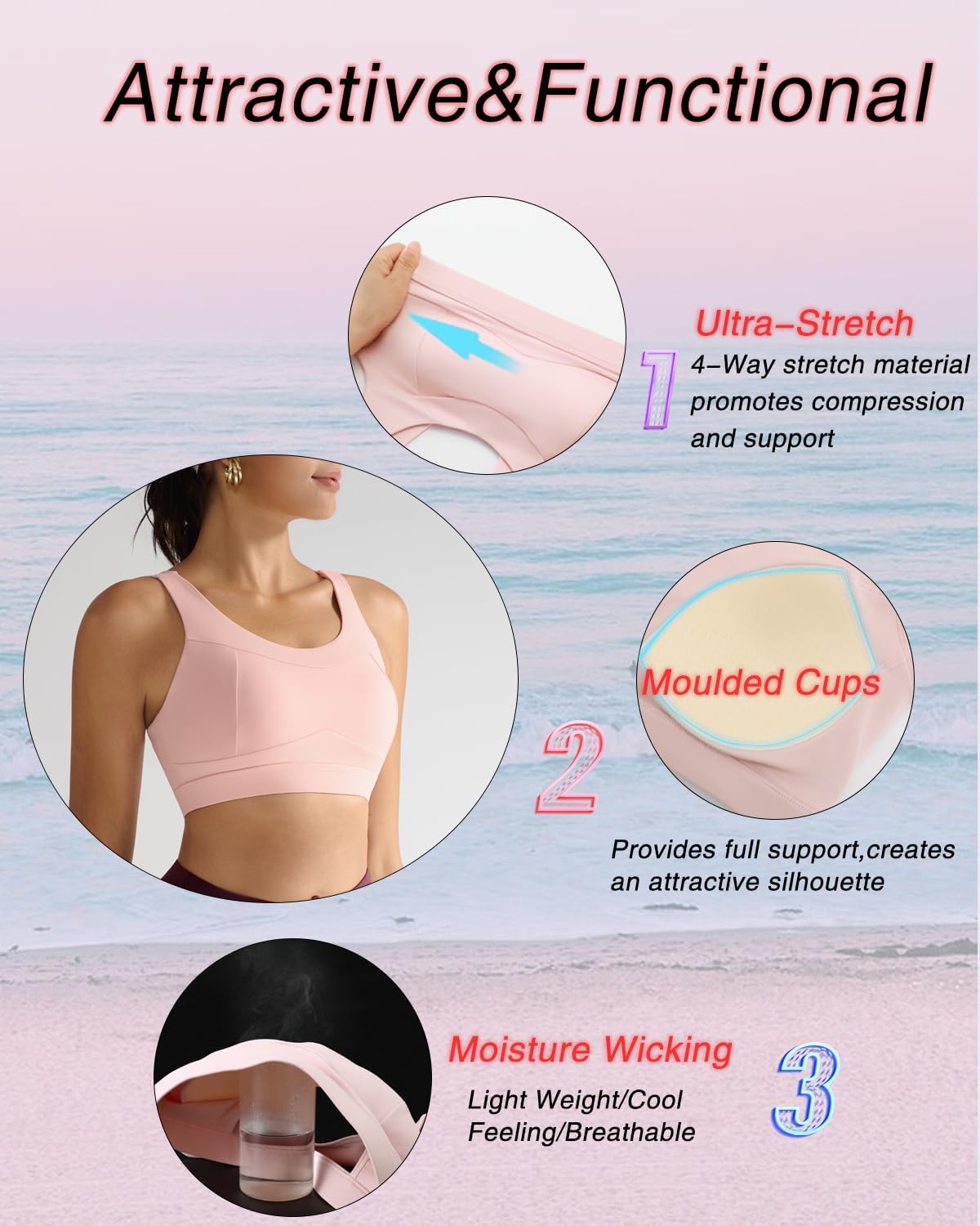 RUNNING GIRL High Impact Sports Bra - Racerback Workout Crop Top for Ultimate Support | Stylish Longline Design