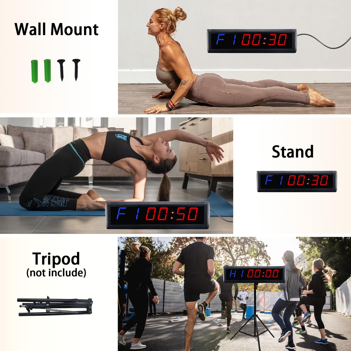 Gym Timer with Remote Control,1.8 Inch Digital Display with Customizable Training Timing, Time Clock,Countdown & Countup,Stopwatch,Interval Timer for HomeGYMOfficeGarage