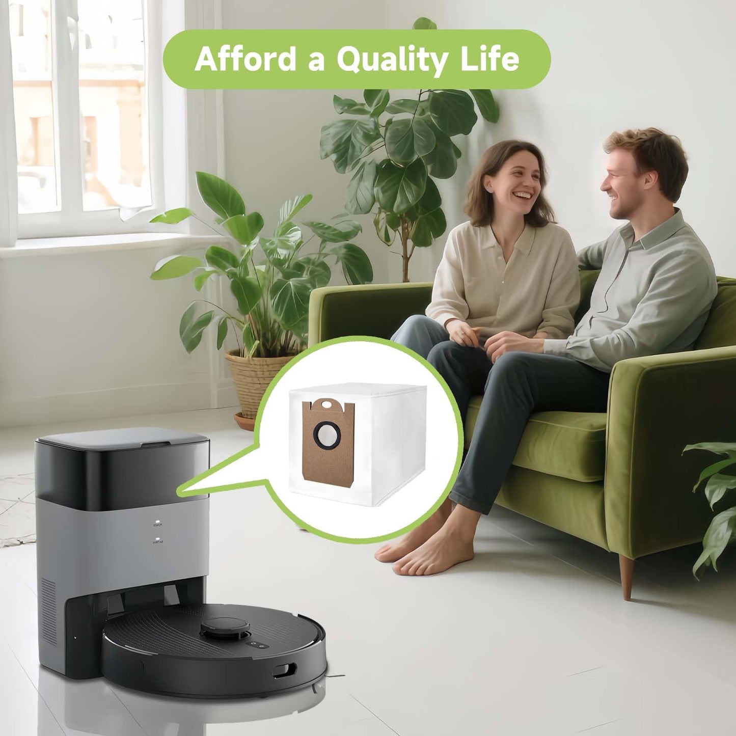 T30 Vacuum Bags for Airrobo T20+/T25+/T30+/GT21 Vacuum Robot Replacement Parts, Disposable Large Capacity Dust Bags (6-Pack)