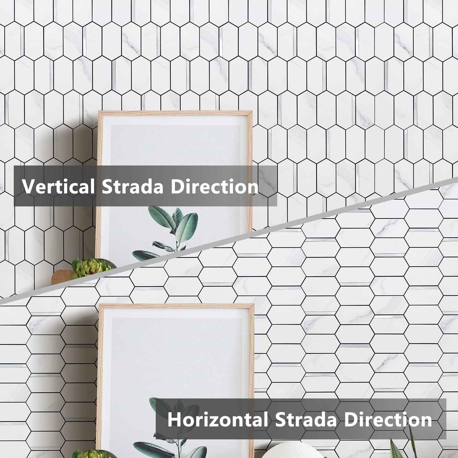 Glossy Wood Grain Peel and Stick Backsplash Tile - 10 Sheets Hexagon Mosaic for Kitchen & Bathroom, 12.4 x 12 Inch