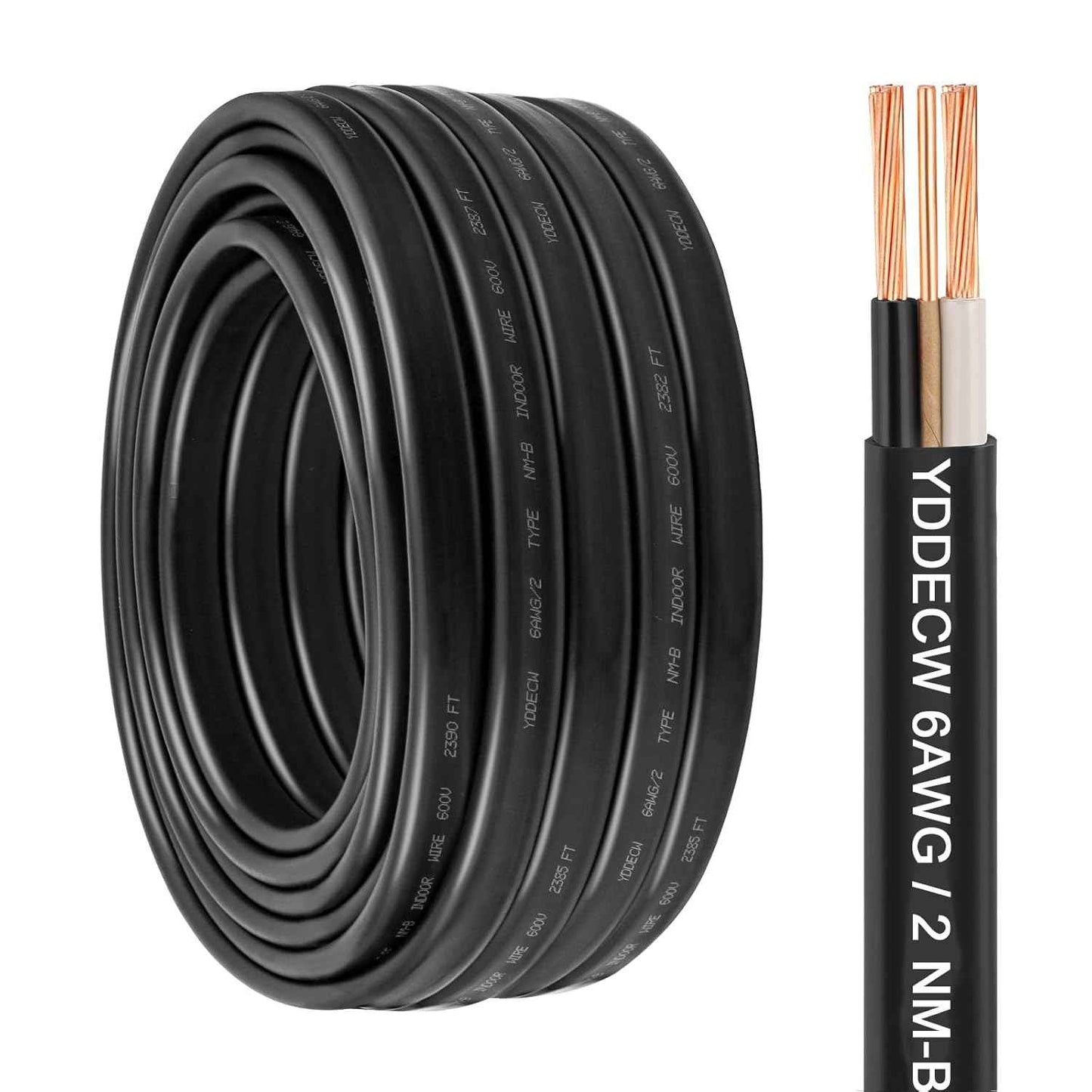 14 Gauge NM-B Wire with Ground - 50FT Pure Copper Indoor Electrical Cable for Outlets & Switches