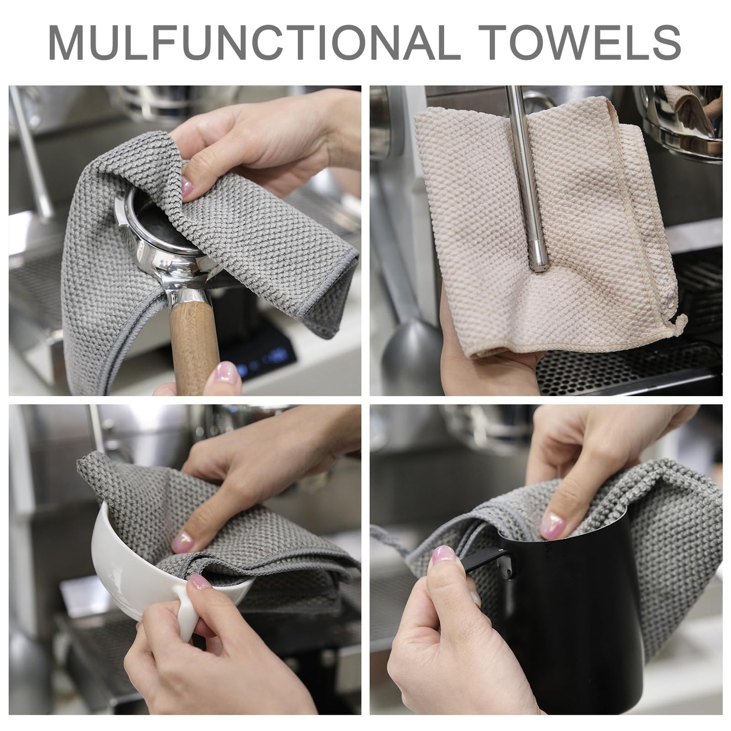 Cnyobvi 12Pack Barista Towels, Barista Microfiber Cloths, Coffee Cleaning Accessories for Espresso Machine, Steam Wand, Countertop,12”x12”