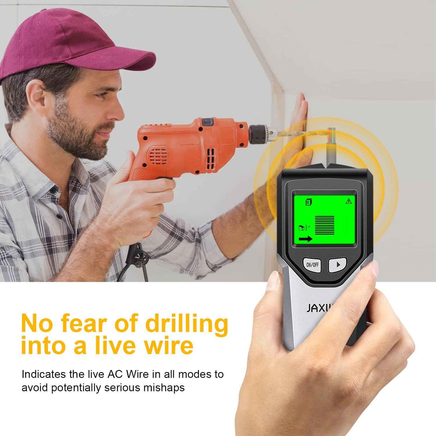 Stud Finder Wall Scanner - 5 in 1 Stud Finder Tool w/Microprocessor Chip and HD LCD Display, Stud Detector Beam Finders for the Center and Edge of Wood AC Wire Metal Studs Joist Pipe (misty Gray)