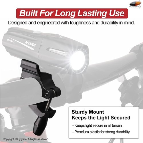 Cygolite 35mm Handlebar Mount For All Ranger, Metro, and Streak Series Bicycle Lights – Designed For 25.4 to 35mm Diameter Bicycle Handlebars – Genuine Cygolite Mount
