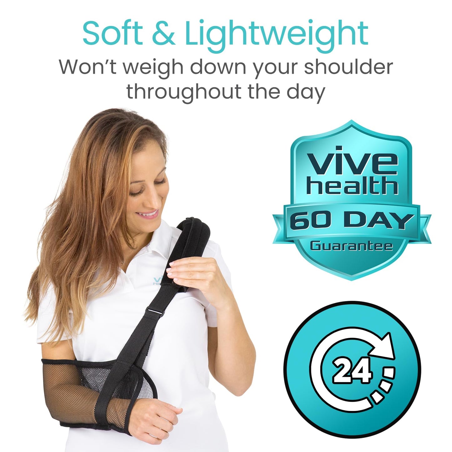 Vive Arm Sling for Shoulder Injury & Surgery Recovery - Waterproof Mesh Shower Sling Immobilizer for Rotator Cuff Support - Right Left Arm for Men & Women - Stabilize Elbow, Wrist, Thumb, Dislocation