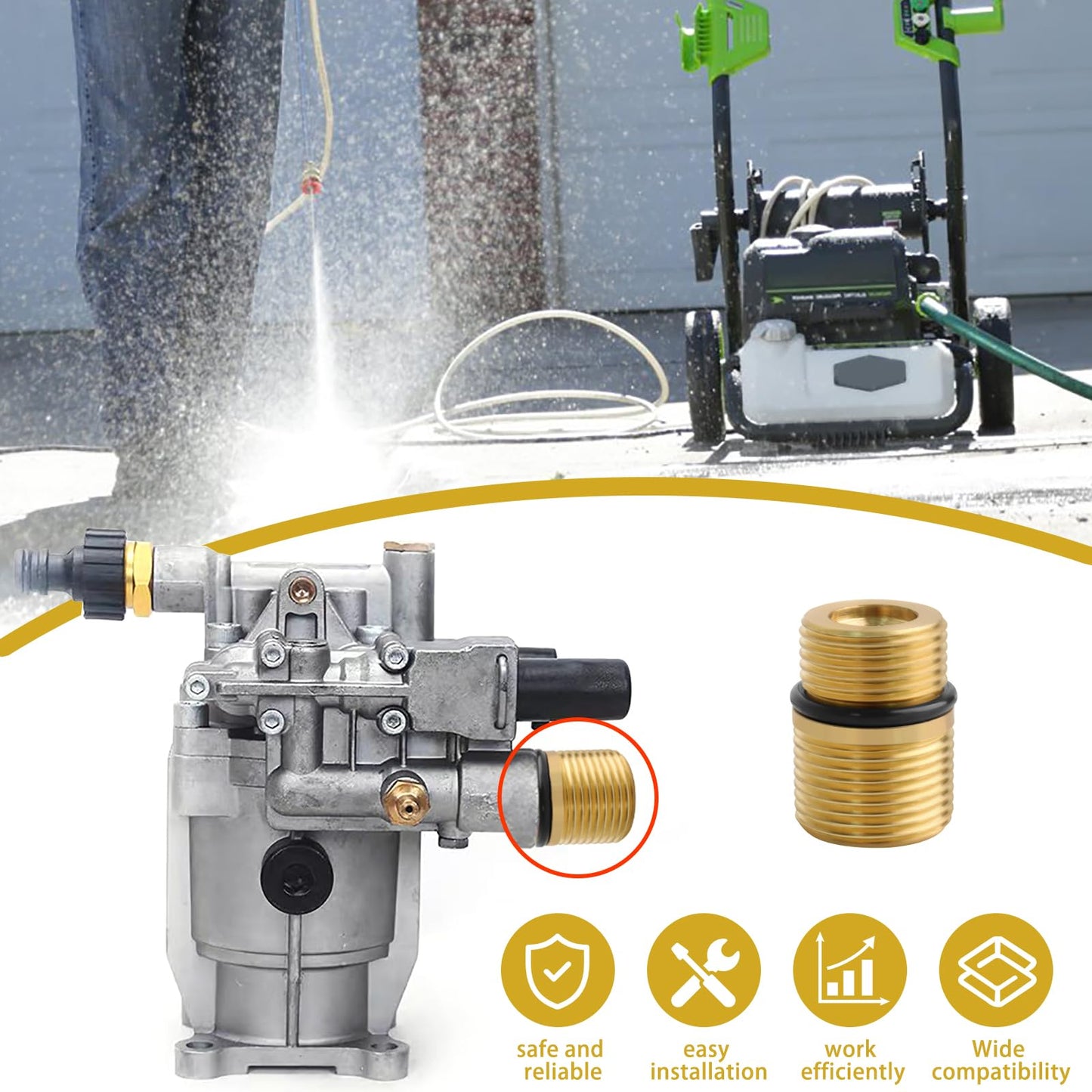 MEKILYN 7110264 Water Outlet Fitting Replacement for Simpson Pressure Washer Pumps - Compatible with Models 510020, 520004, 520006, 520020 (M20 to M22 Adapter)