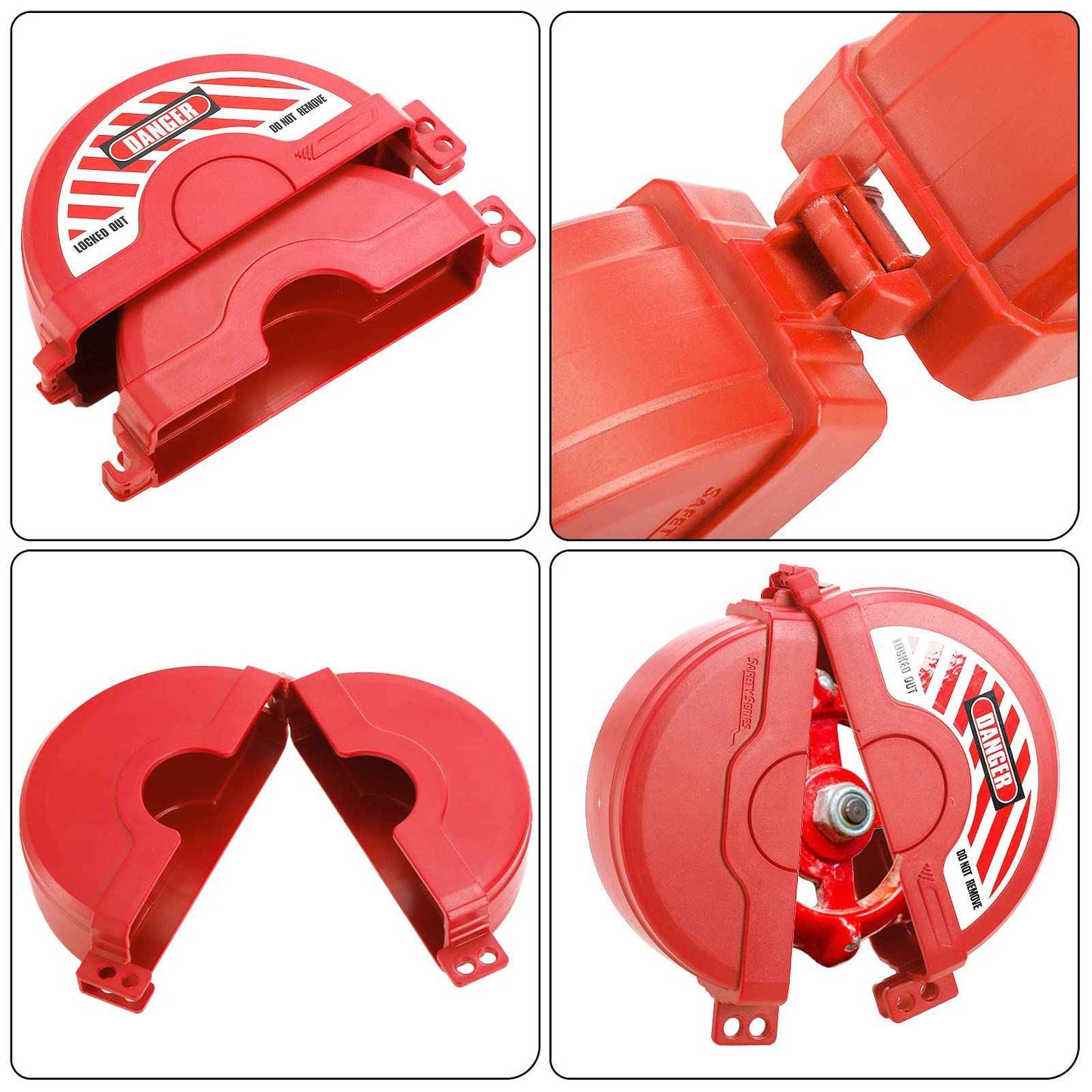 Foraineam 4 Pack Gate Valve Lockout Device, 2 Sizes Assorted for 1-2.5 Inch and 2.5-5 Inch Diameter Valve Handles, Outdoor Water Faucet Knob Lock, Propane Tank Lock, Gas Valve Lock