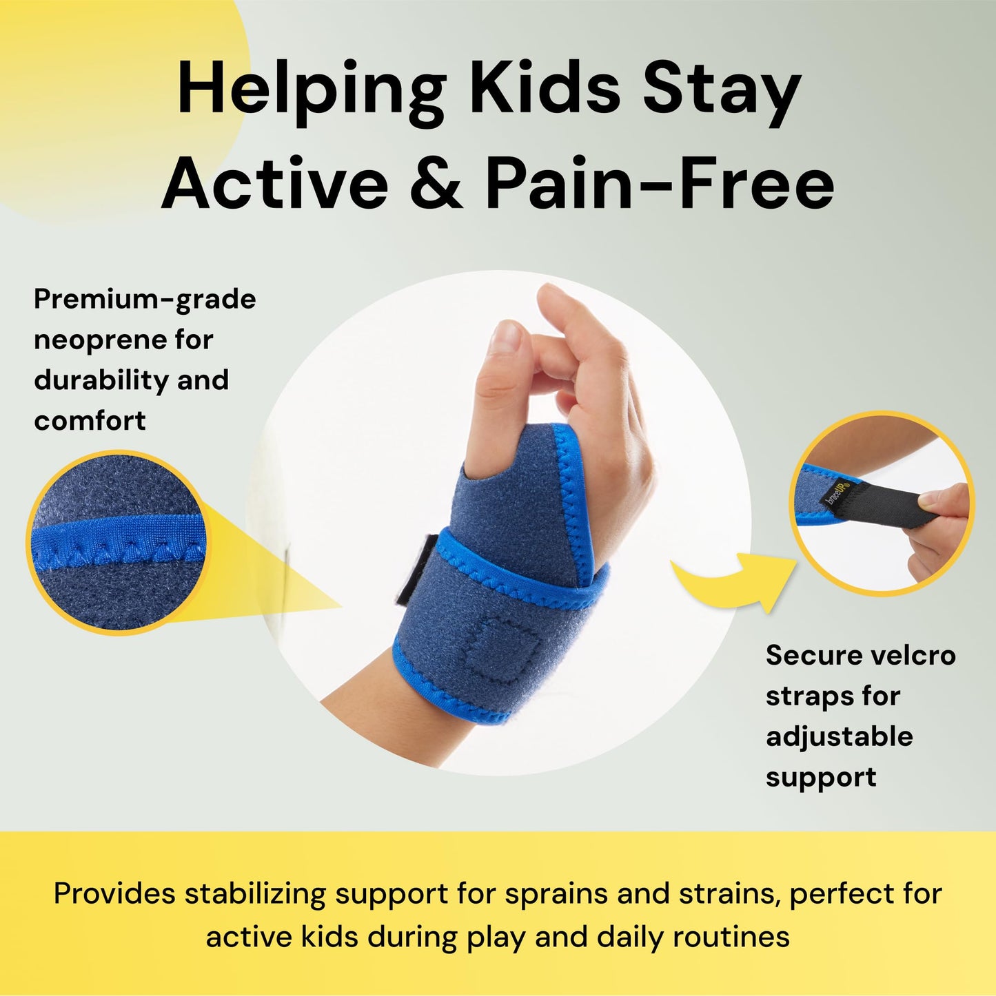 BraceUP Adjustable Kids Wrist Brace- Youth Wrist Support, Kids Wrist Splint, Child Wrist Brace for Sports and Daily Use, Boys and Girls (Height 3’3”-4’7”, 100-140 cm)