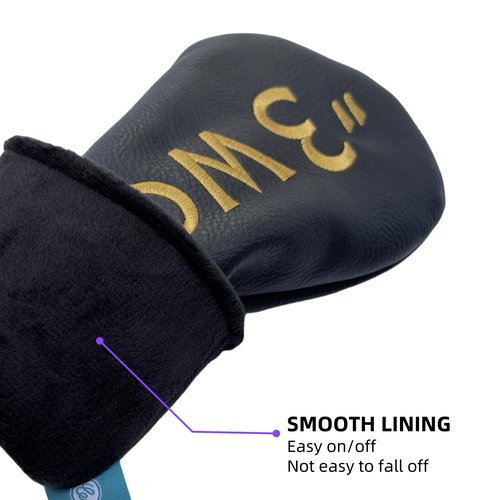Golf Club Headcover 3 Wood Headcover Black n Gold Premium PU Leather Driver #3 Fairway Wood Hybrid Wood Head Cover Fits for All Brand (for 3 Wood)