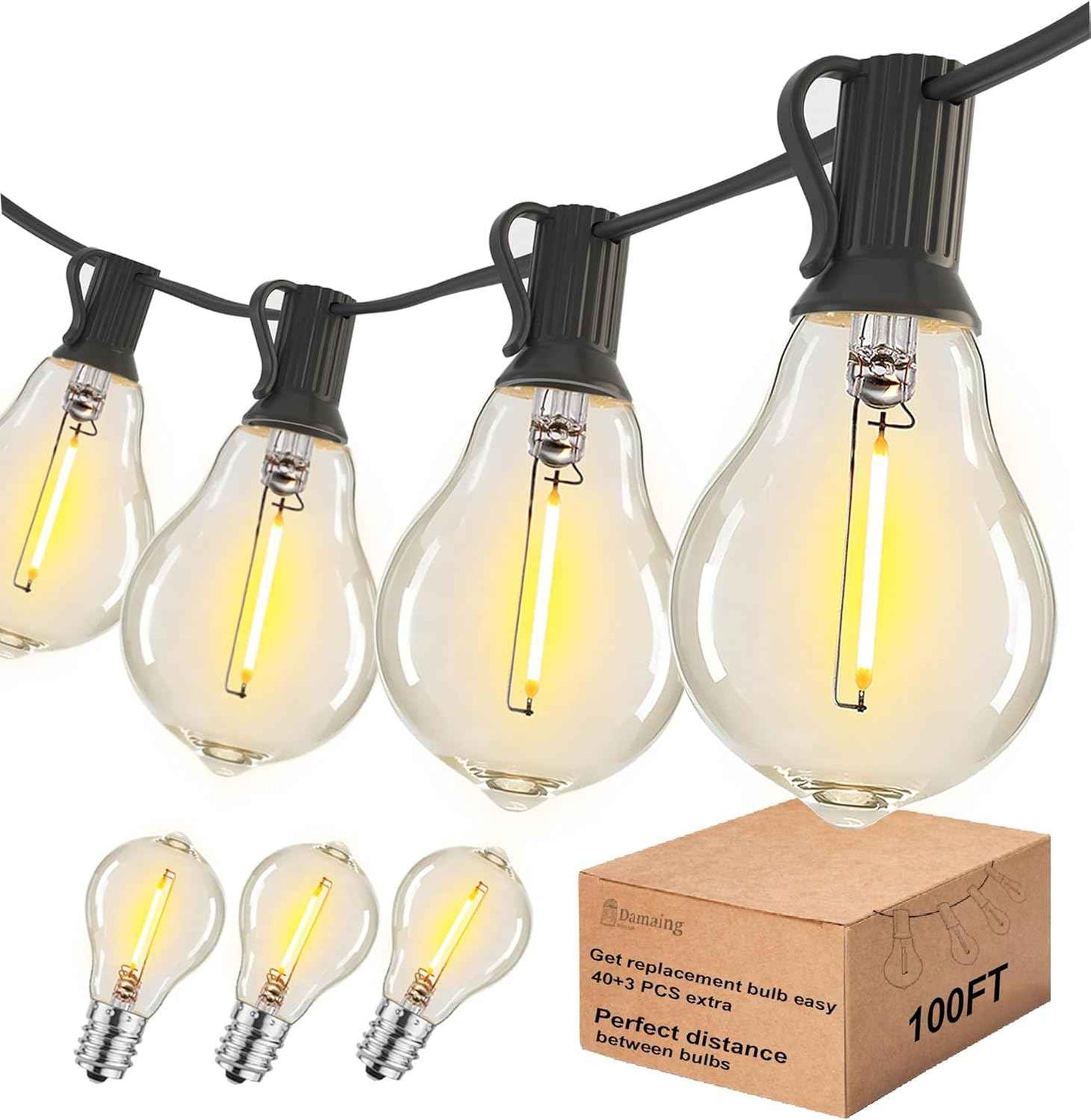 200FT Waterproof LED Outdoor String Lights with 100 Shatterproof Edison Bulbs - Dimmable Patio Decor for Backyard & Garden