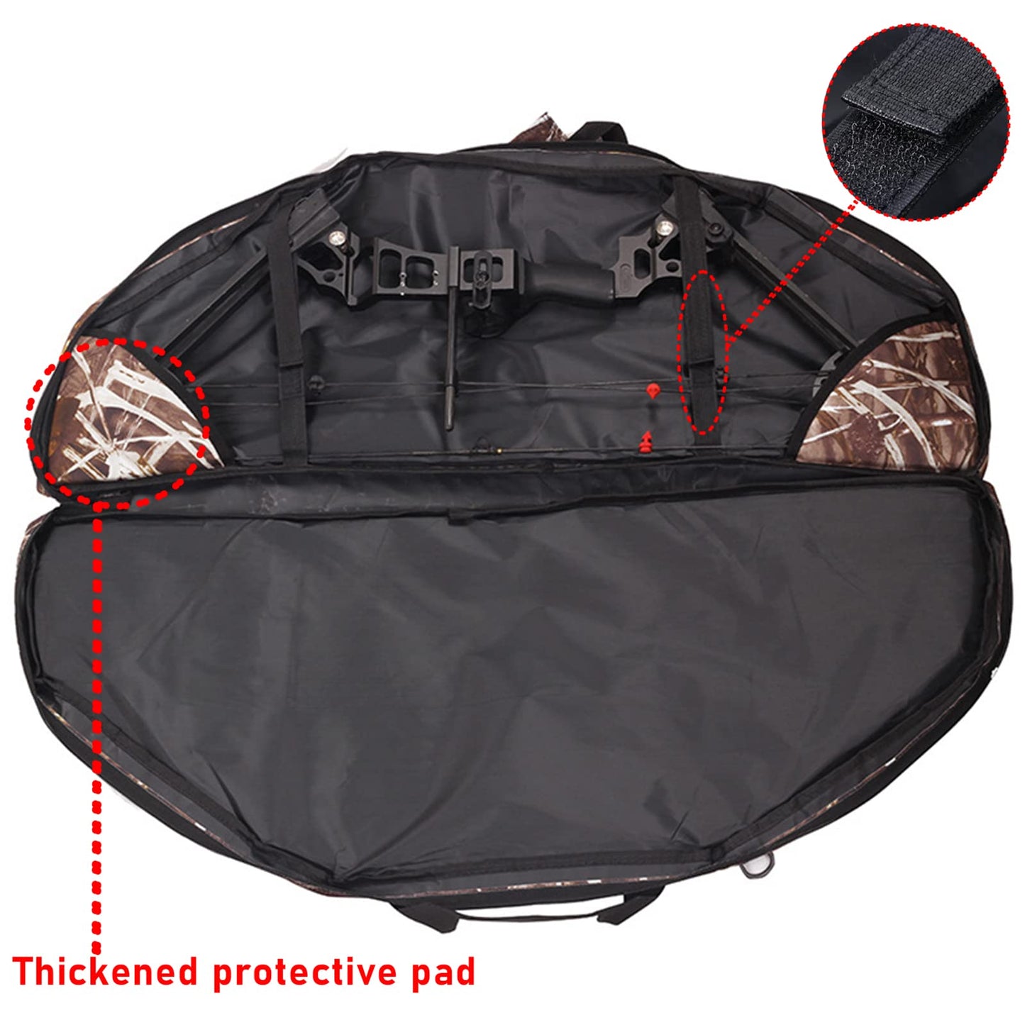 SOPOGER Lightweight Soft Compound Bow Case with Pockets, 600D Water-Resistant Archery Backpack Bow Bag for Hunting (Black, 37.4 inch)