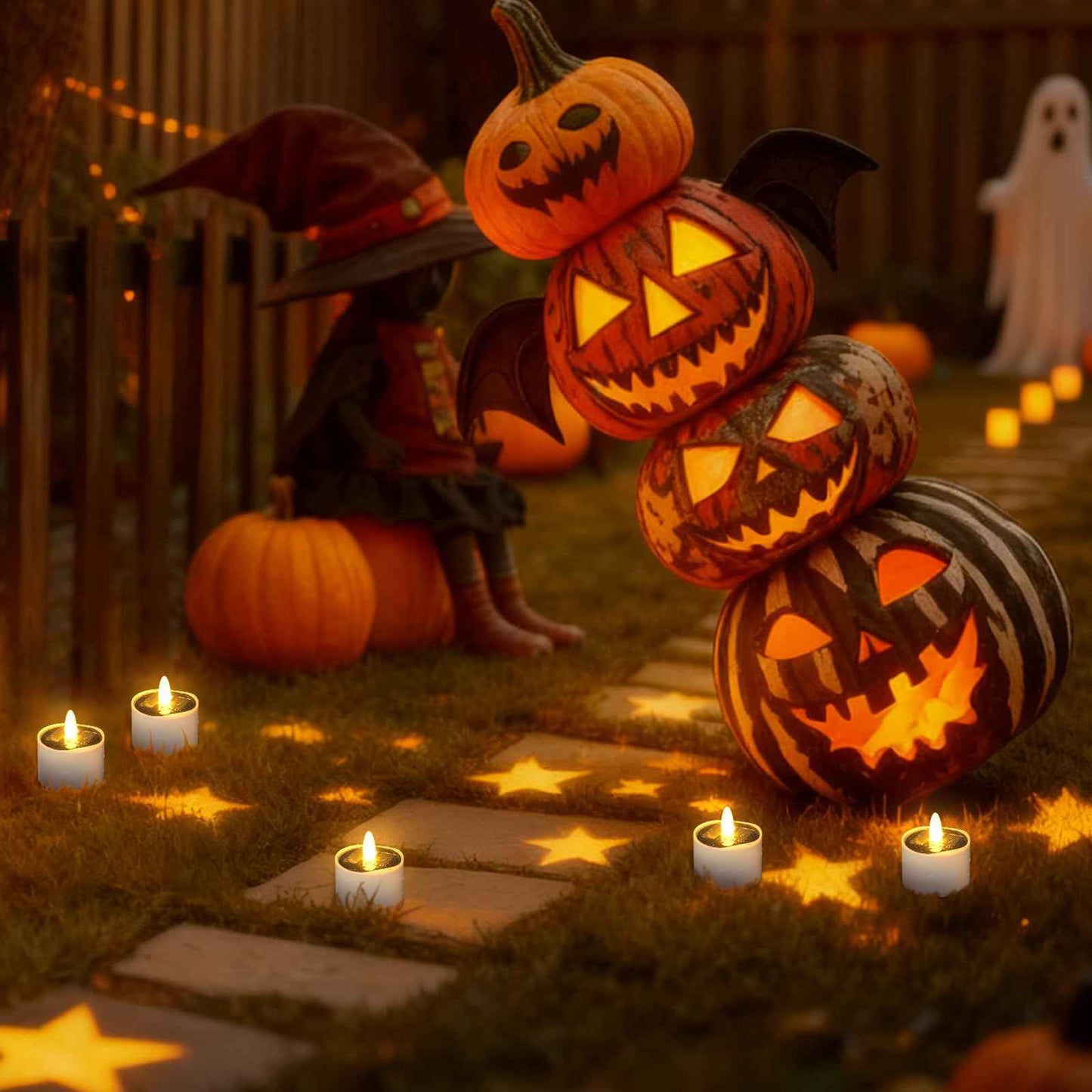 HL Solar Tea Lights Outdoor Waterproof,6PCS 2.4''x2'' Flickering Flameless Candles, Dusk to Dawn Rechargeable Battery LED Votive Tea Lights for Lantern, Garden, Camping, Home Decor (Warm White)