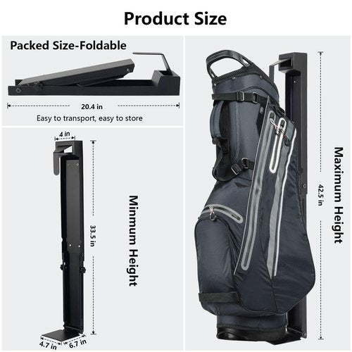 iovfit Wall Mount Golf Bag Storage Stand Organizer Rack for Garage,Golf Bag Storage,Tool-Free Length Adjustment,Golf Bag wall Storage,Golf Storage Organizer for Garage,Clubs, Home, Basement