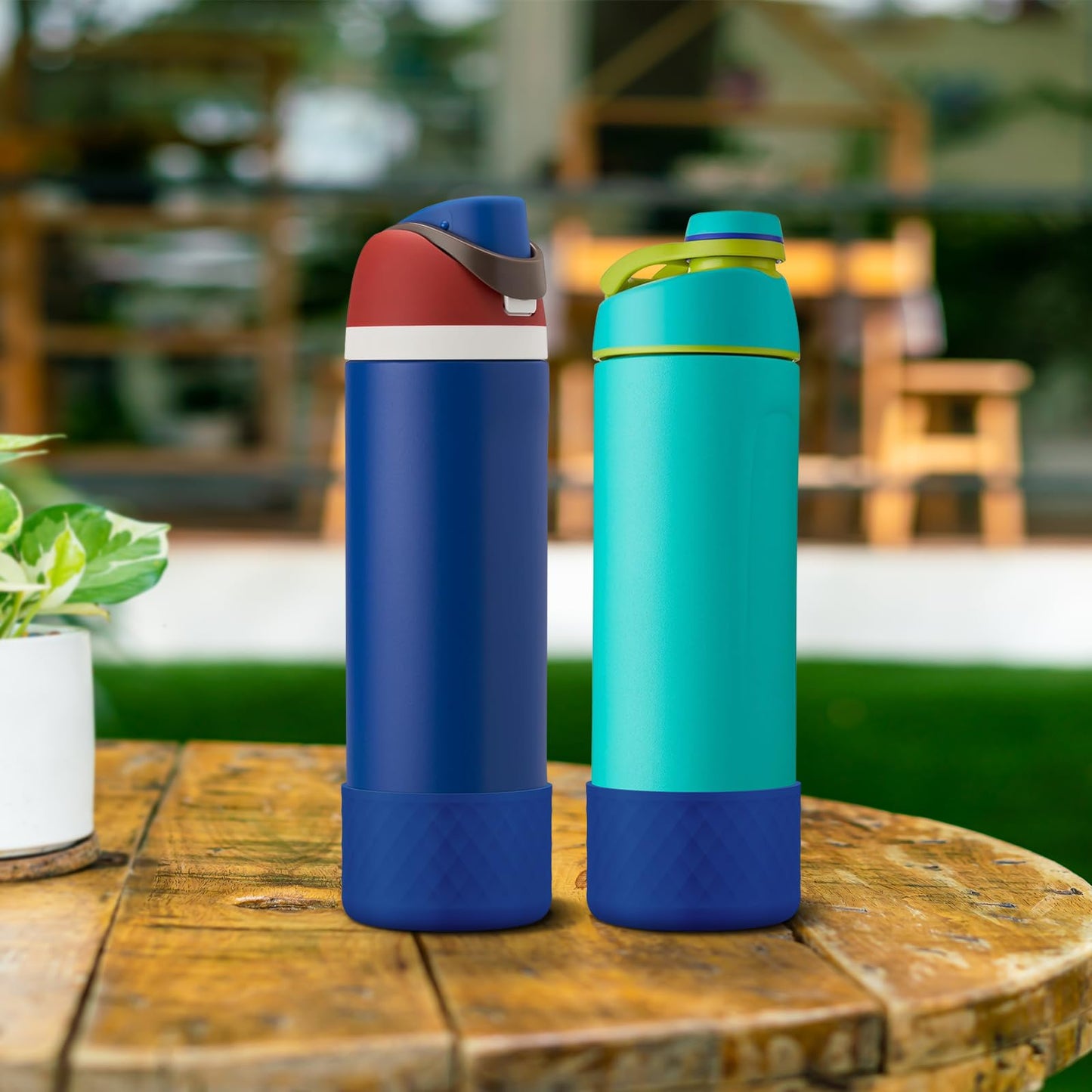 Alwenid 2PCS Silicone Water Bottle Boot for Owala 24 Oz, Anti-Slip Protective Sleeve Bottom Bumper Protector for FreeSip, Twist, and Flip Stainless Steel Water Bottles (Royal Blue)