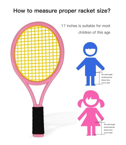 Crefotu Tennis Racket Set for Children,17 Inch Racquet with 3 Soft Balls,1 Tennis Ball and 4 Badminton Balls for Toddler Indoor/Outdoor Sports