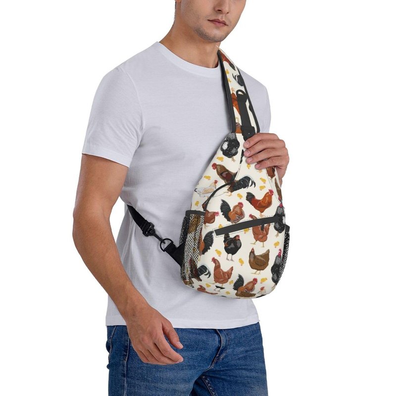 VOOHDDY Rooster Chicken Fun Animal Sling Bag For Women Men Travel Hiking Backpack Crossbody Shoulder Chest Bags Casual Daypack Sport