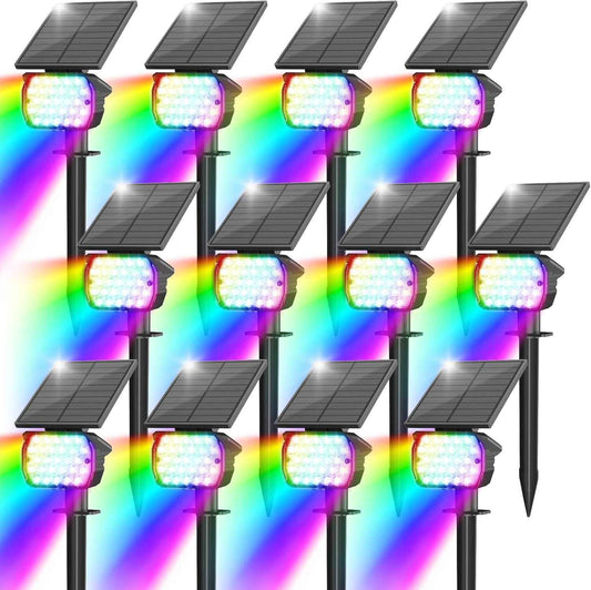 VOLISUN 8-Pack Solar Landscape Spotlights - IP67 Waterproof Uplights for Garden & Pathway, 27 LED Warm White, 3 Lighting Modes