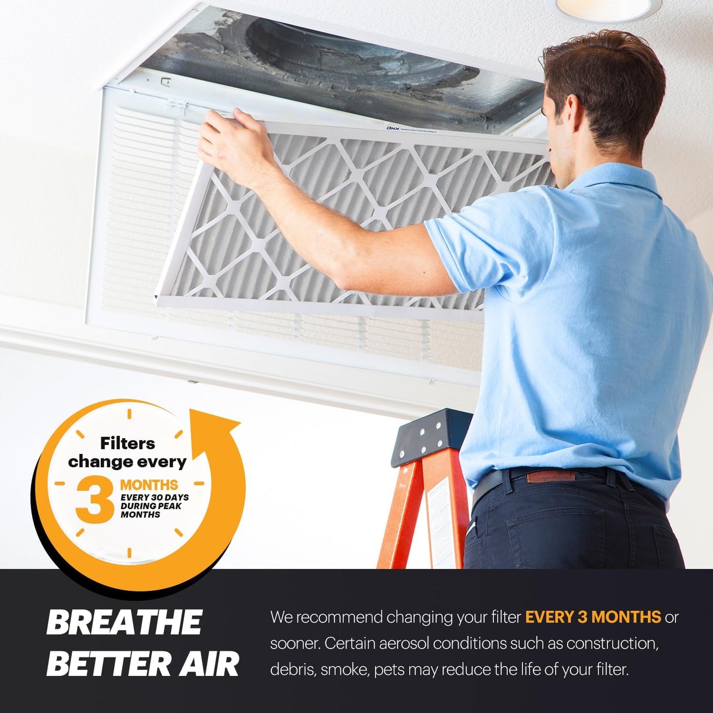 BNX TruFilter 12x12x1 MERV 8 Air Filters (6-Pack) - USA-Made Dust & Pet Defense for HVAC