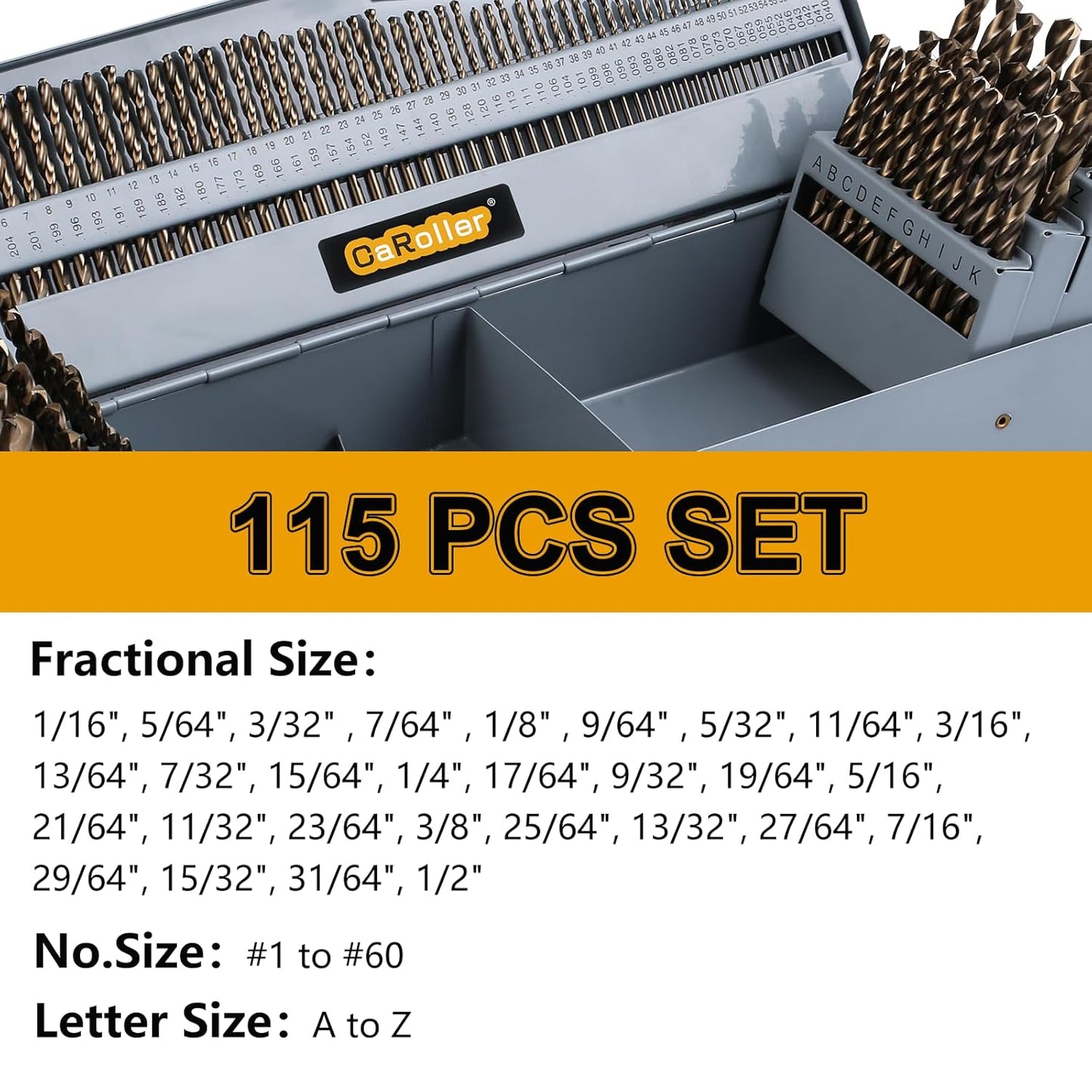 29-Piece High Speed Steel Drill Bit Set with Metal Indexed Case - 135° Tip for Wood, Plastic & Stainless Steel