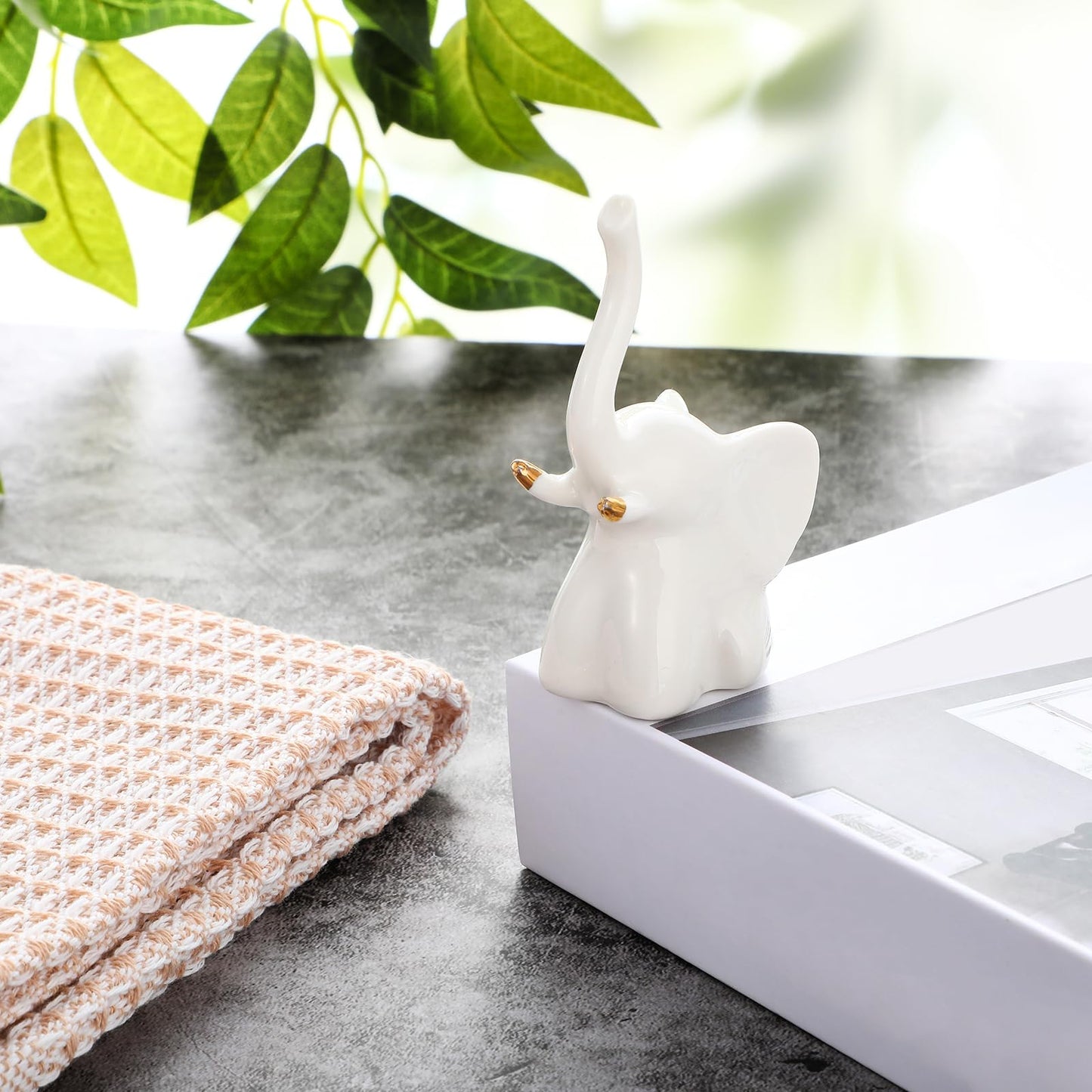 FillTouch 2 Pcs Toilet Bolt Caps, Ceramic Toilet Bolt Covers Decorative Cute Animals Home Bathroom Decor for Easy installation Avoid Rusting(White,Elephant)