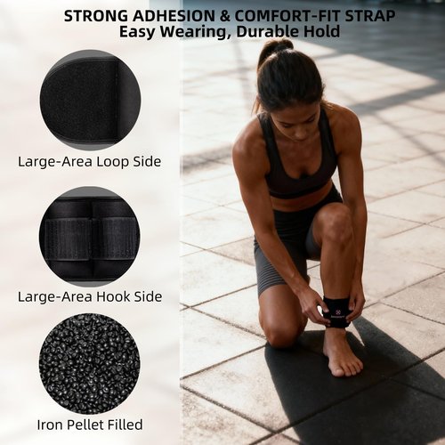 Ankle Weights, Wrist & Leg Weights for Women Men – Weighted Wristbands & Foot Weight | Comfortable Fixed Weight Set (3 lbs Pair), Soft Breathable Fabric, Ideal for Walking, Workout-black