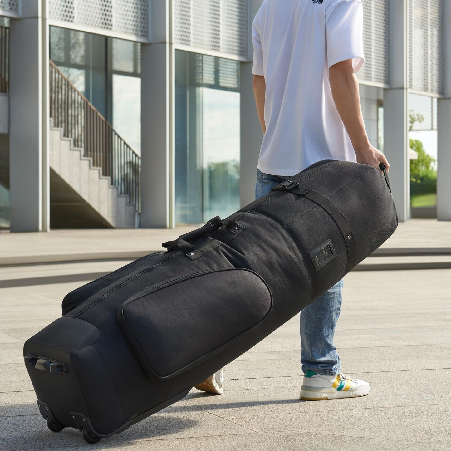 APTY Padded Golf Club Travel Bag with Wheels, Golf Luggage Case Cover for Airlines - 1680D Wear-Resistant Oxford, Waterproof Coating Layer, Universal Size
