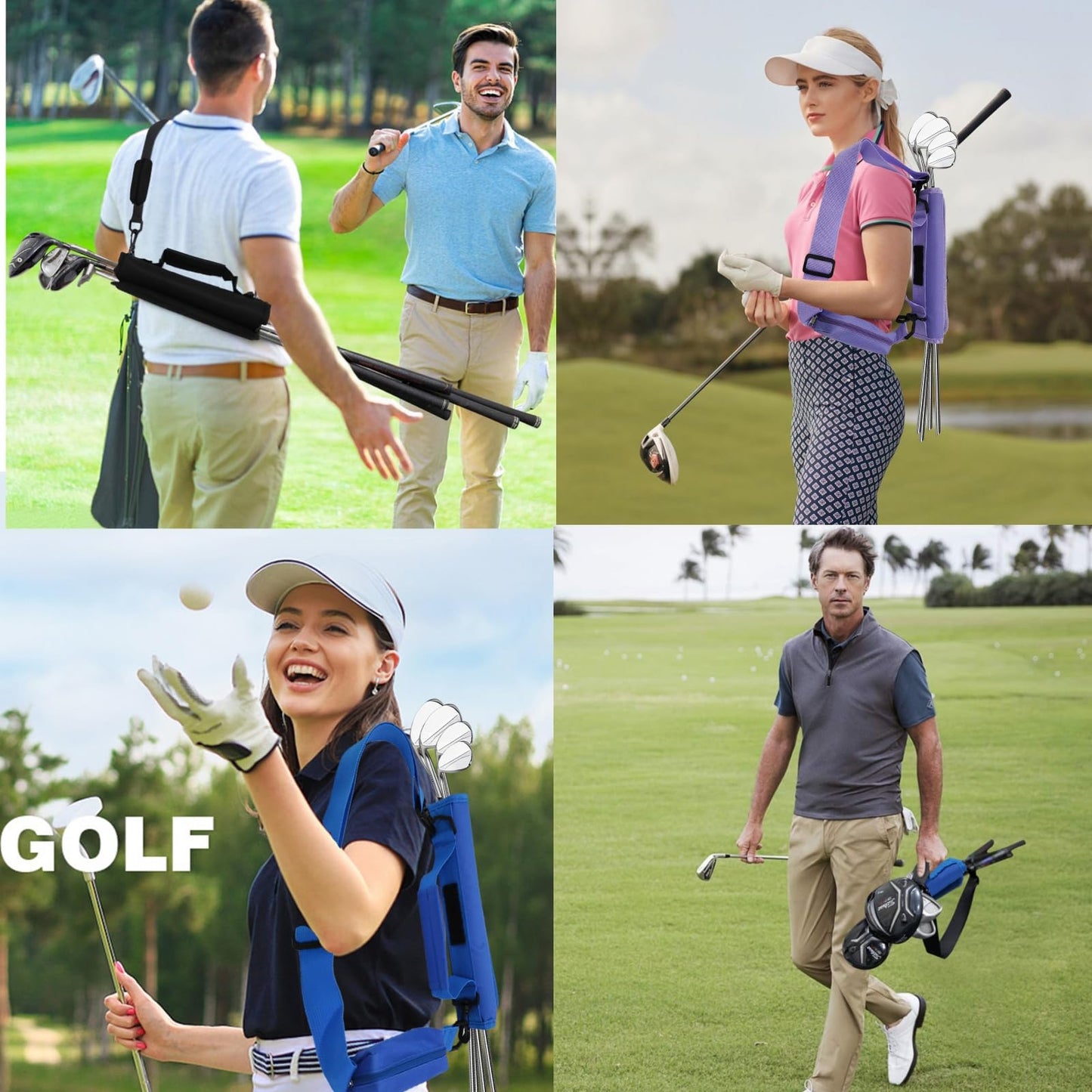 Lightweight Golf Club Bags for Men Women Kids Mini with Pouch Driving Range Course Clubs Carrier Small Sunday Golf Bag Carry Case Black Blue Purple (Black)